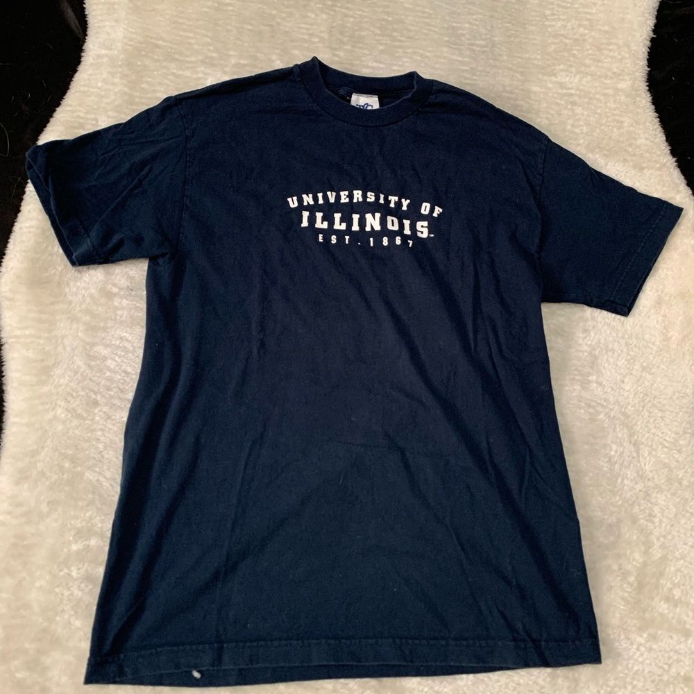 University Of Illinois Mens Vintage TLC Blue Shirt Size Large Made USA‎